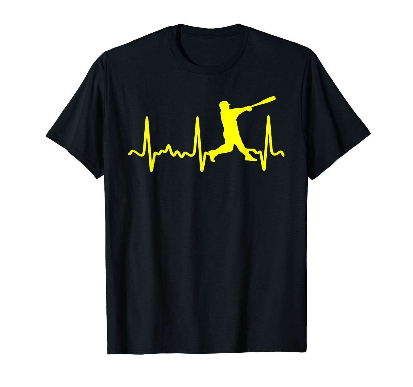 Yellow Heartbeat Baseball Batter Yellow T-Shirt - Minimalist Print Unisex - T-Shirt, Sweatshirt, Hoodie