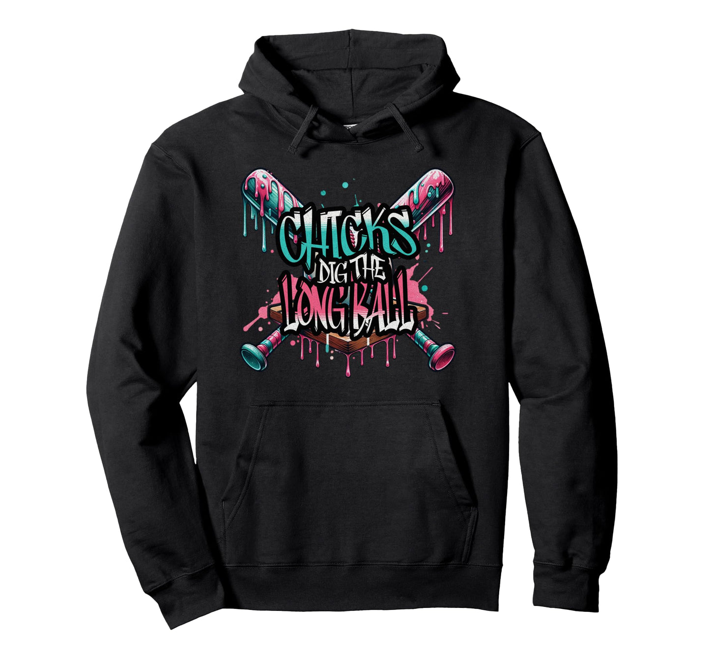 Chicks Dig Long Ball Funny Baseball Hoodie - Novelty Apparel Men Women - T-Shirt, Sweatshirt, Hoodie
