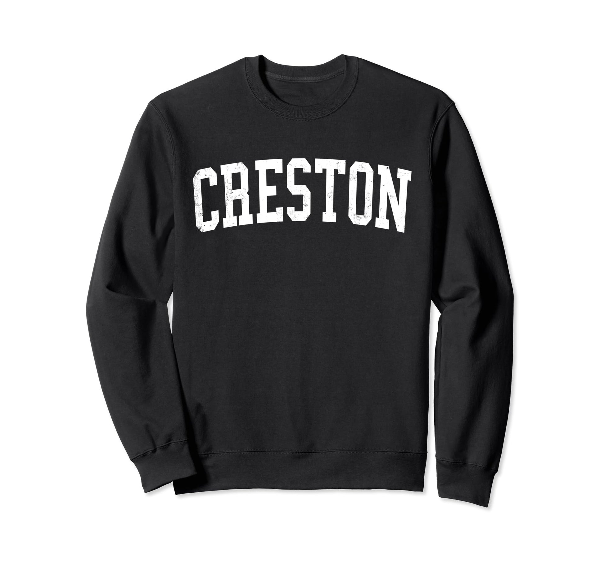 Creston Ia Distressed White Varsity Sweatshirt - Graphic Print Unisex - T-Shirt, Sweatshirt, Hoodie