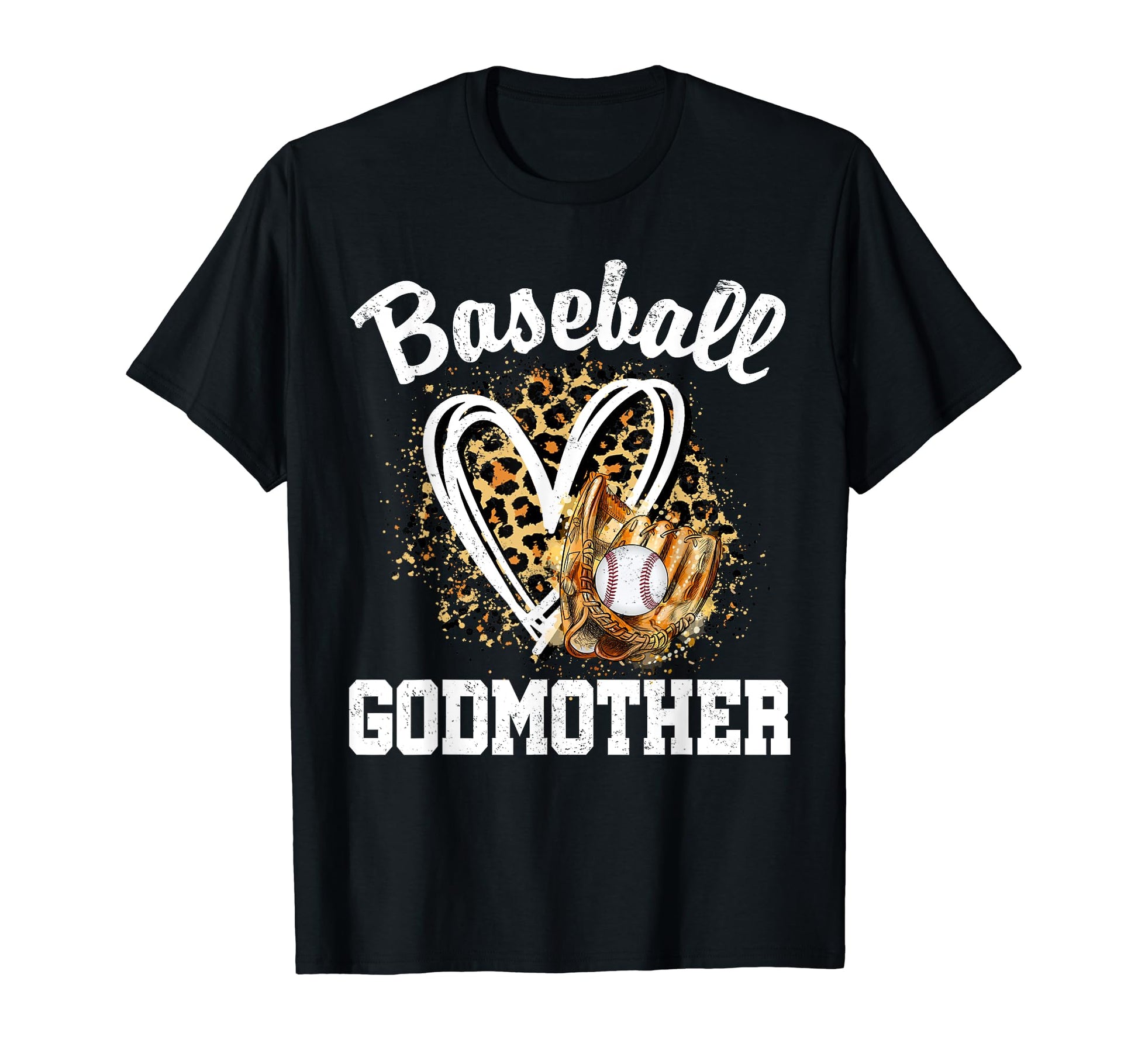 Baseball Godmother Leopard Heart T-Shirt - Casual Everyday Wear for Adults - T-Shirt, Sweatshirt, Hoodie
