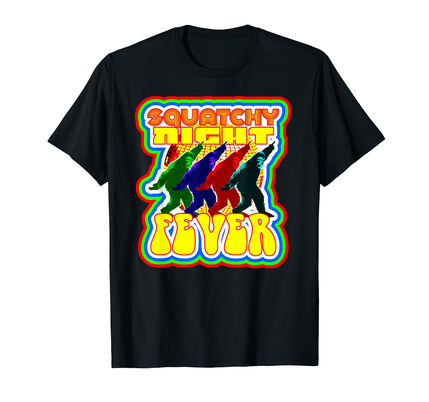 Squatchy Night Fever Bigfoot Disco T-Shirt - Custom Art Print for Adults - T-Shirt, Sweatshirt, Hoodie