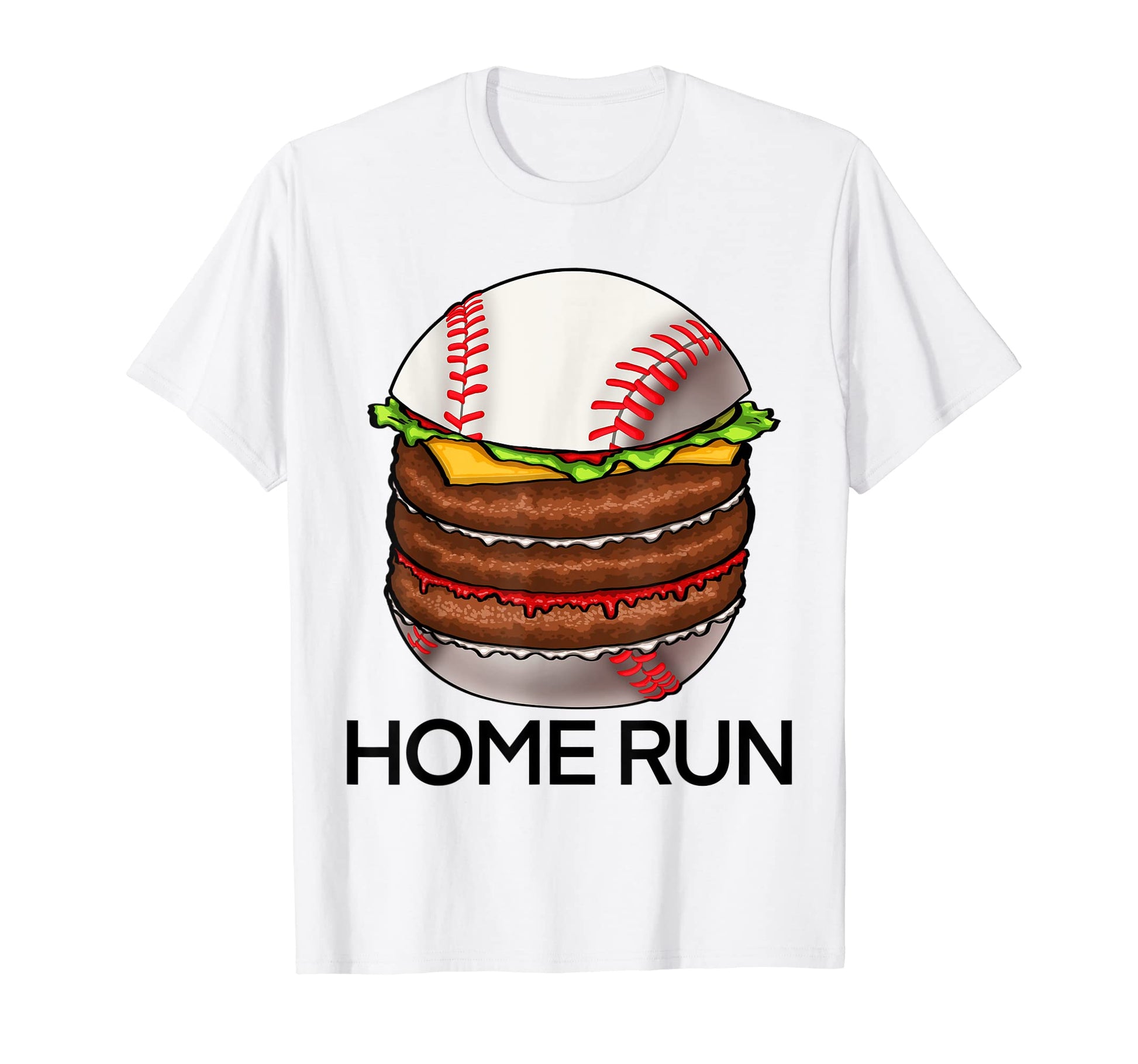 Baseball Burger Home Run Funny Love T-Shirt - Novelty Apparel for Adults - T-Shirt, Sweatshirt, Hoodie