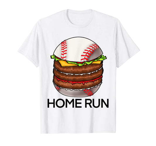 Baseball Burger Home Run Funny Love T-Shirt - Novelty Apparel for Adults - T-Shirt, Sweatshirt, Hoodie