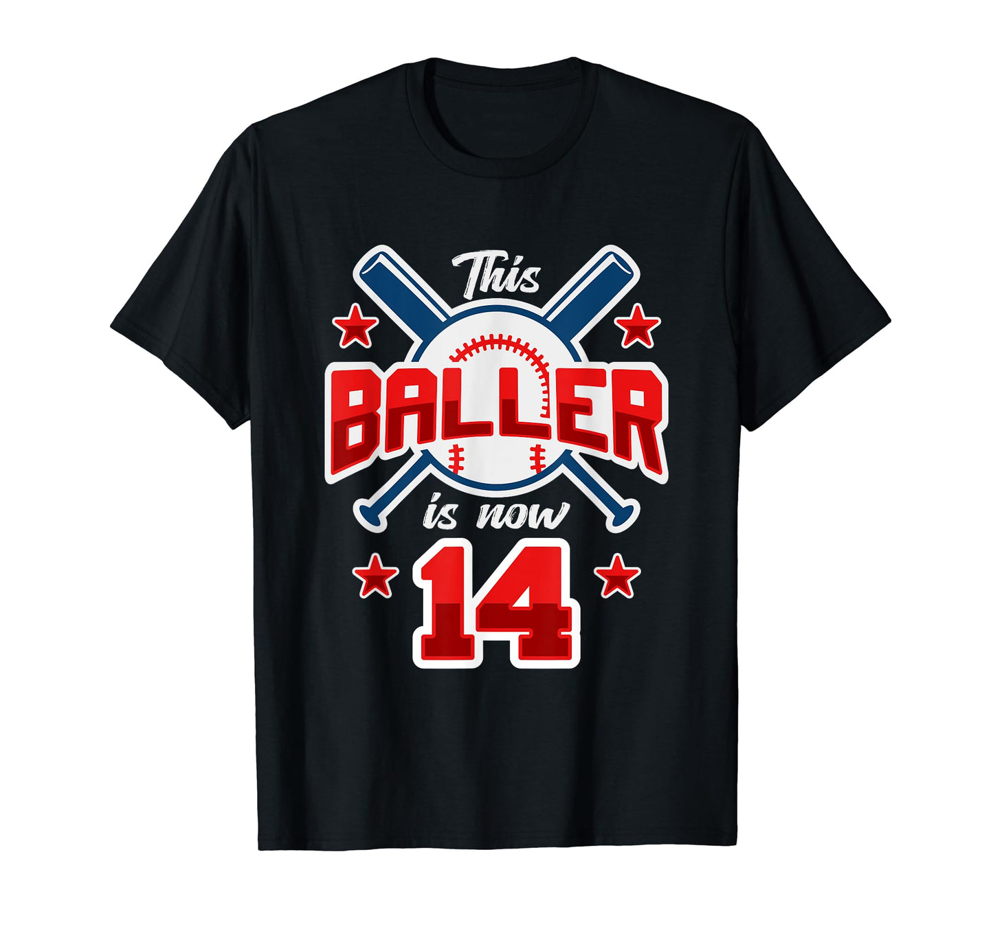 This Baller Is Now 14 Baseball T-Shirt - Custom Art Print for Adults - T-Shirt, Sweatshirt, Hoodie