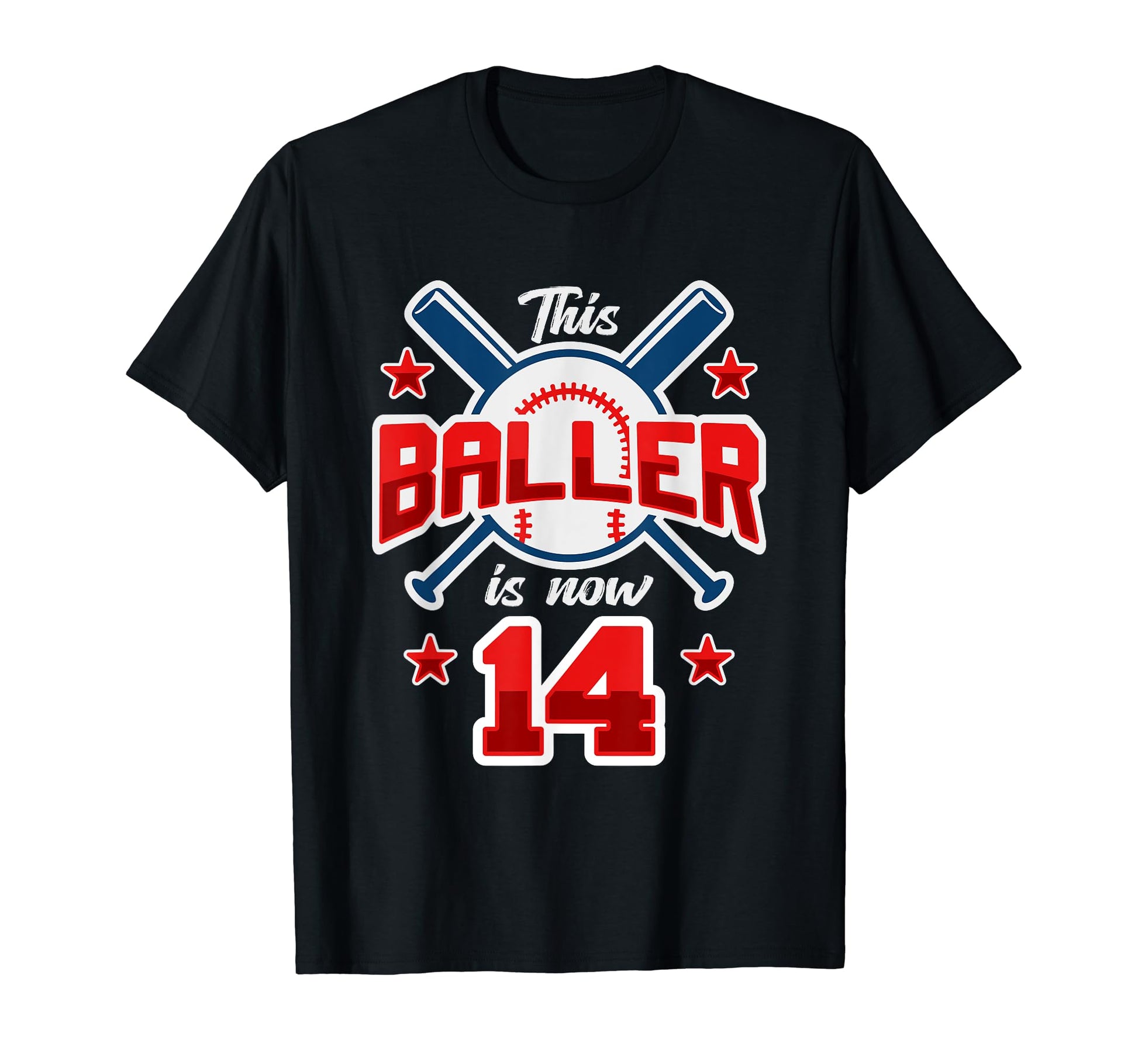 This Baller Is Now 14 Baseball T-Shirt - Custom Art Print for Adults - T-Shirt, Sweatshirt, Hoodie