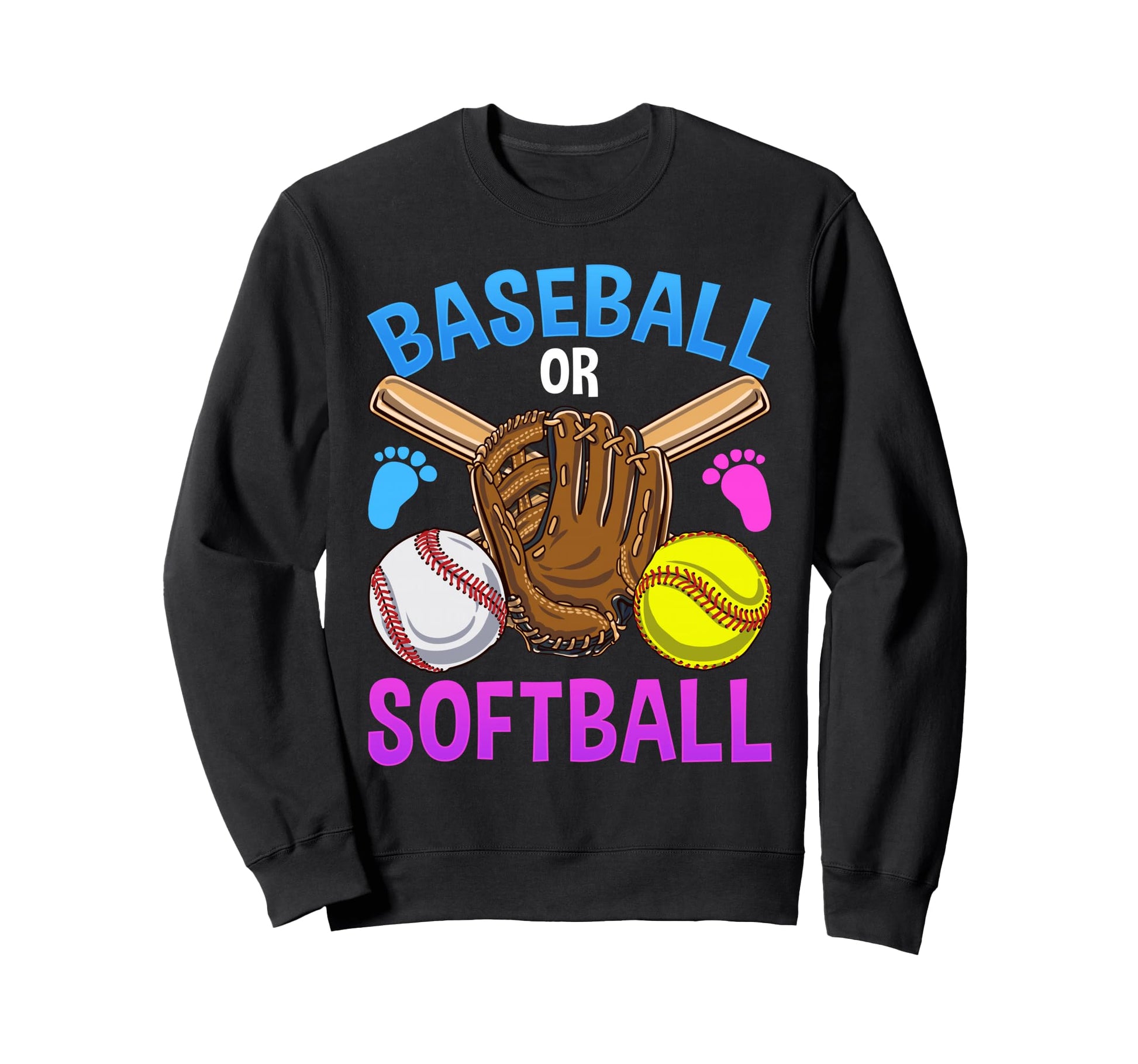 Baseball Or Softball Gender Reveal Party Sweatshirt - Trendy Graphic Unisex - T-Shirt, Sweatshirt, Hoodie