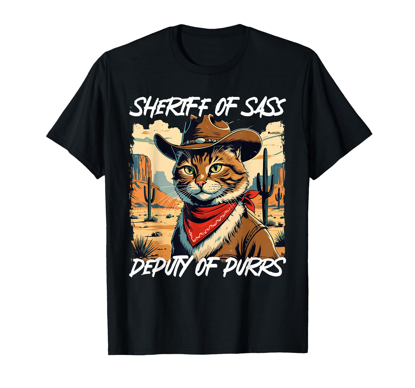 Funny Sheriff Cat Meme Cowboy T-Shirt - Novelty Apparel for Adults - T-Shirt, Sweatshirt, Hoodie