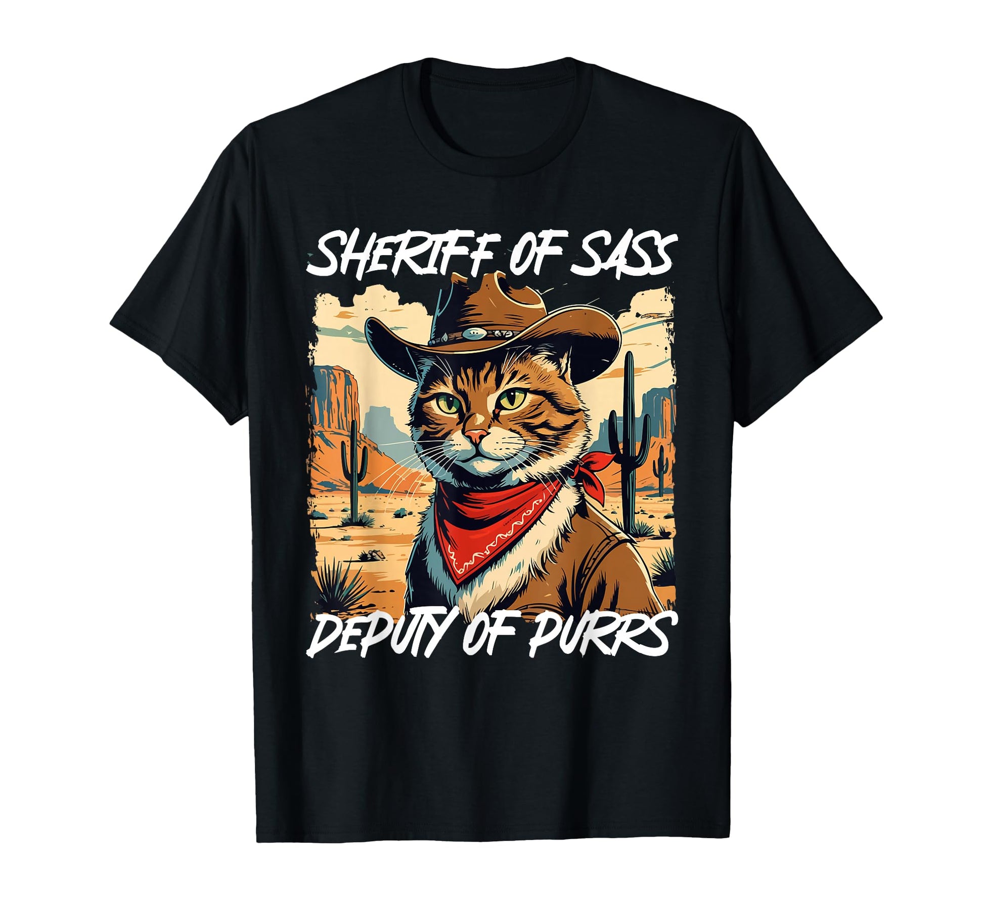 Funny Sheriff Cat Meme Cowboy T-Shirt - Novelty Apparel for Adults - T-Shirt, Sweatshirt, Hoodie