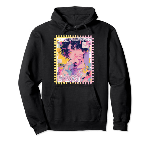 90S Anime Y2K Glitch Art E Harajuku Hoodie - Trendy Graphic Men Women - T-Shirt, Sweatshirt, Hoodie