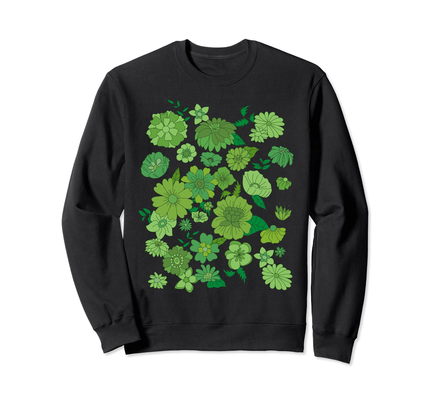70S Meadow Flowers Kelly Green Sweatshirt - Streetwear Style for Adults - T-Shirt, Sweatshirt, Hoodie