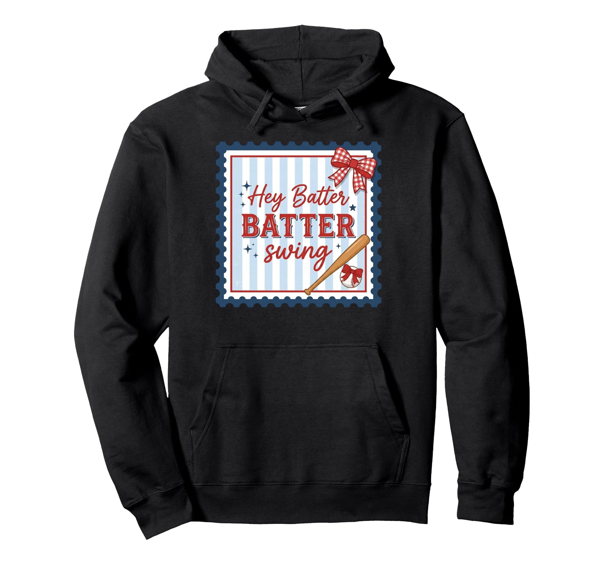 Baseball Swin Postage Stamp Hoodie - Fun Novelty Design for Adults - T-Shirt, Sweatshirt, Hoodie