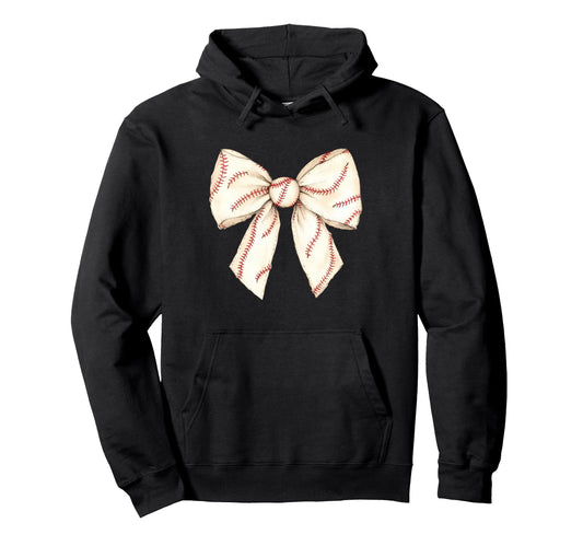 Baseball Coquette Bow Baseball Mom Hoodie - Fun Novelty Design Men Women - T-Shirt, Sweatshirt, Hoodie