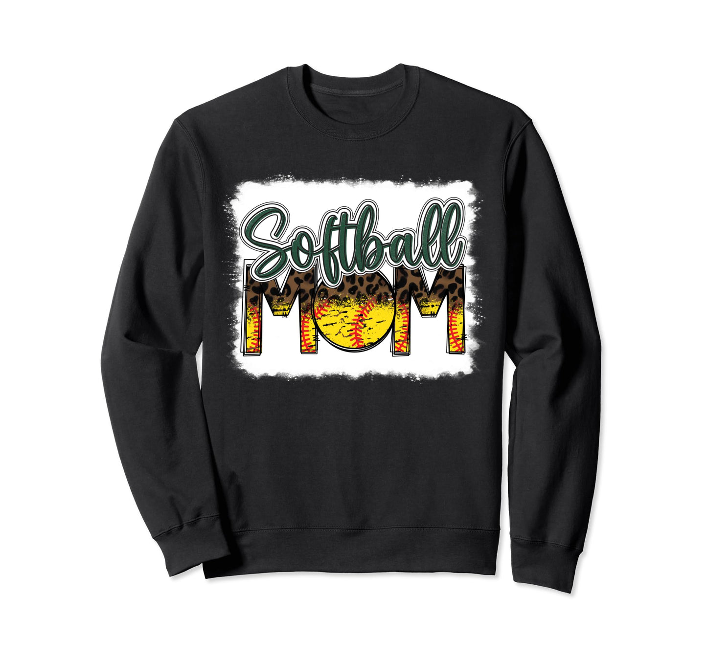 Bleached Softball Mom Leopard Funny Sweatshirt - Trendy Graphic Unisex - T-Shirt, Sweatshirt, Hoodie