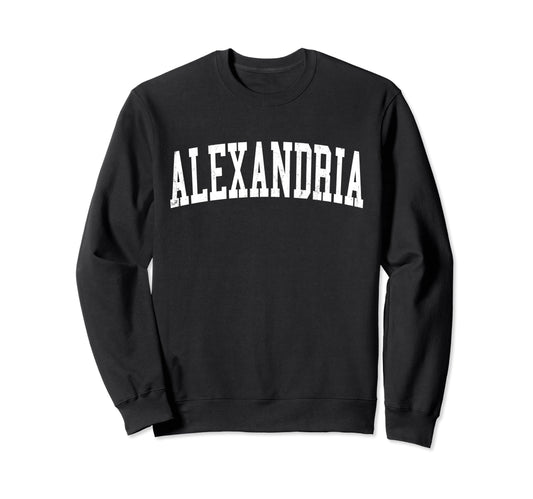 Alexandria Va Distressed White Sweatshirt - Casual Everyday Wear Men Women - T-Shirt, Sweatshirt, Hoodie