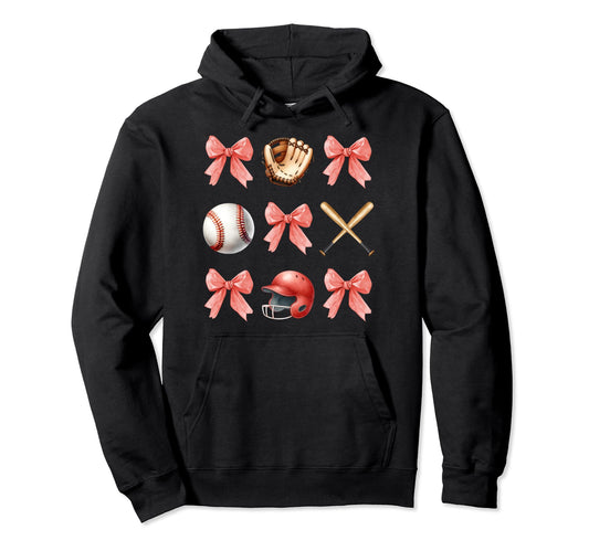 4Th July Coquette Baseball Bows Hoodie - Trendy Graphic for Adults - T-Shirt, Sweatshirt, Hoodie