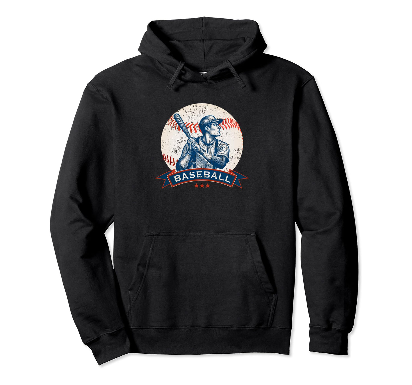 Distressed Baseball Batter Baseball Hoodie - Fun Novelty Design Men Women - T-Shirt, Sweatshirt, Hoodie