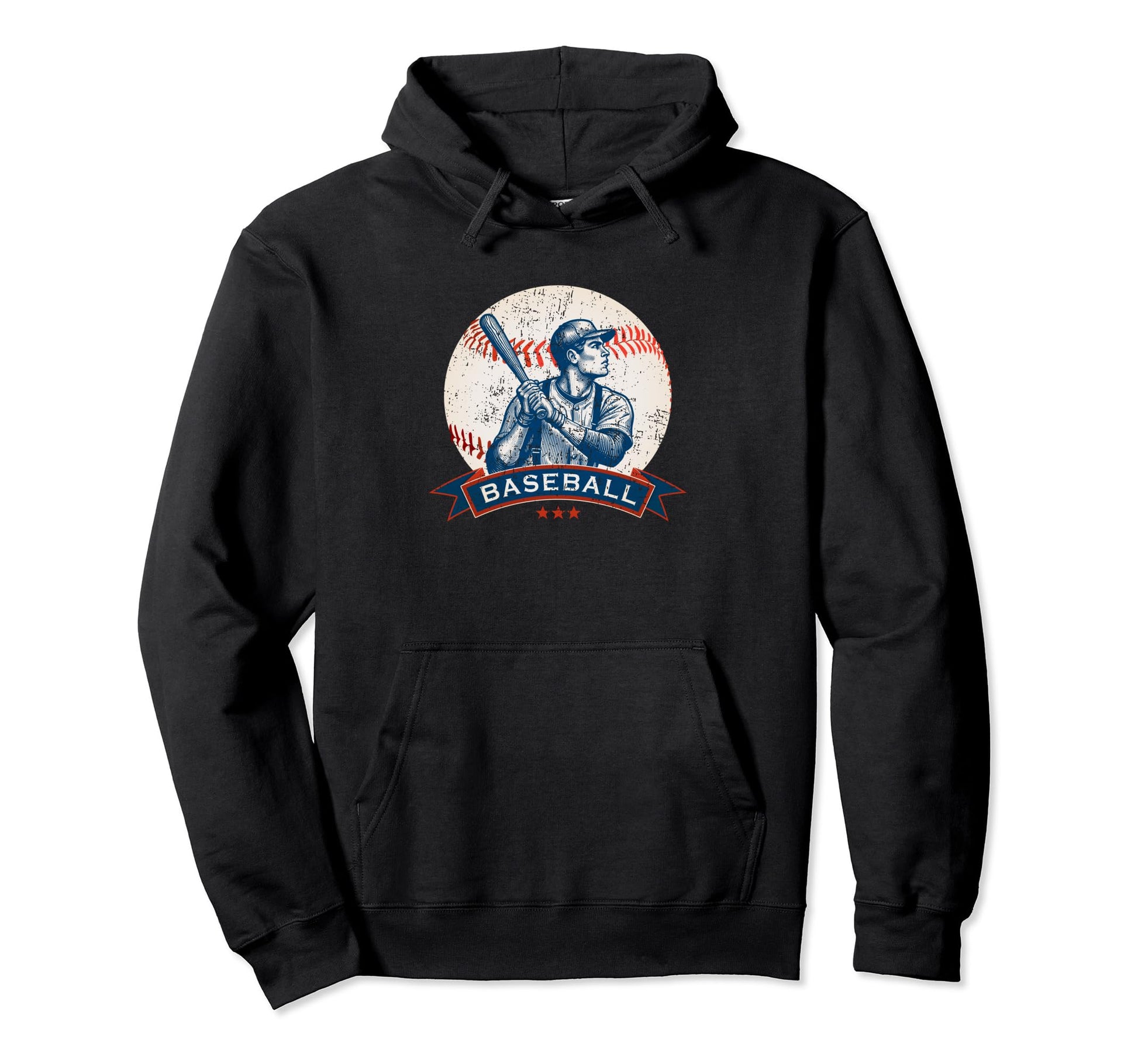 Distressed Baseball Batter Baseball Hoodie - Fun Novelty Design Men Women - T-Shirt, Sweatshirt, Hoodie