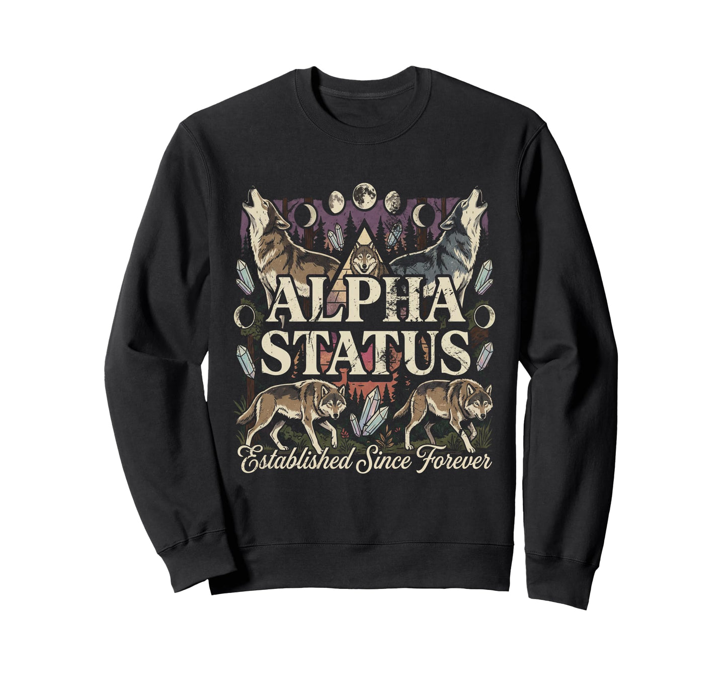 Status Wolf Alpha Pack 90S Bootleg Art Sweatshirt - Graphic Print Unisex - T-Shirt, Sweatshirt, Hoodie
