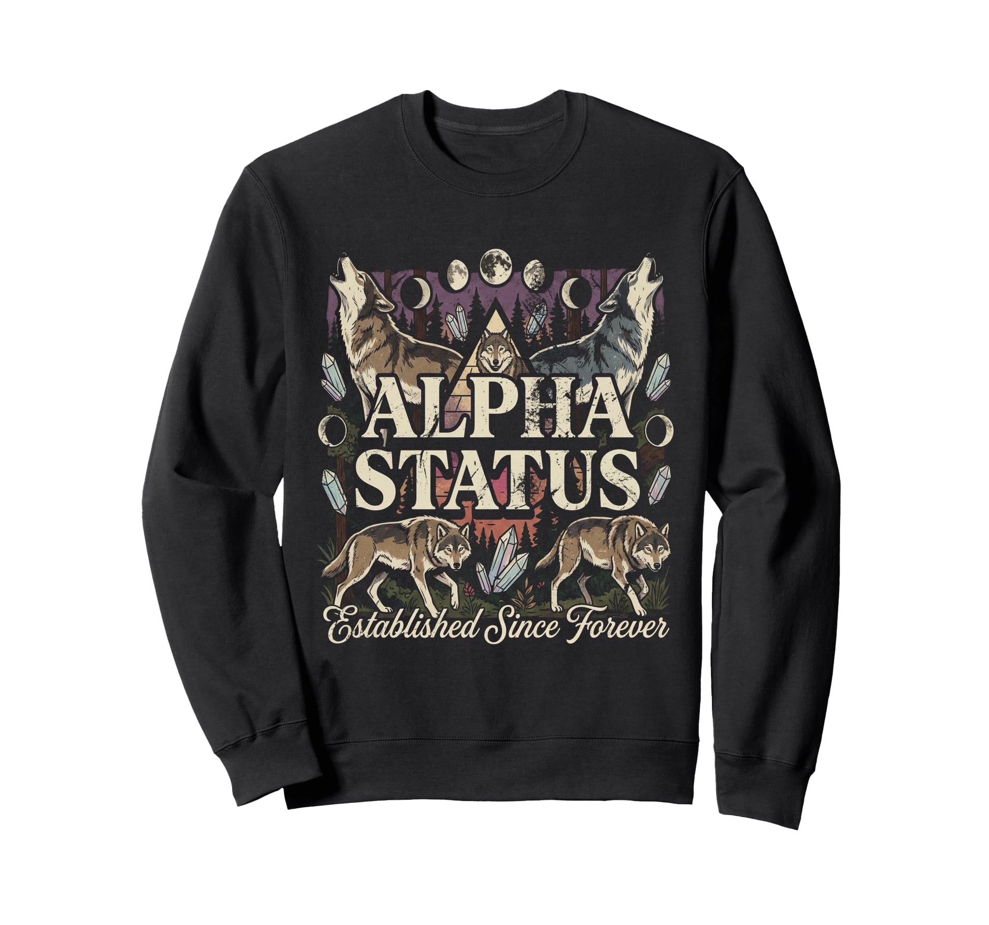 Status Wolf Alpha Pack 90S Bootleg Art Sweatshirt - Graphic Print Unisex - T-Shirt, Sweatshirt, Hoodie