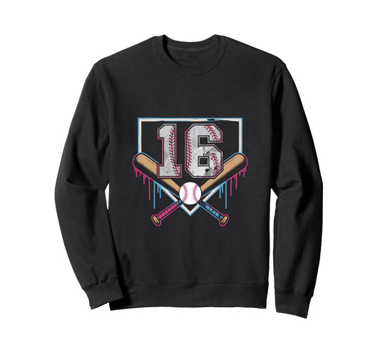 16Th Birthday Baseball Home Ice Sweatshirt - Minimalist Print Men Women - T-Shirt, Sweatshirt, Hoodie
