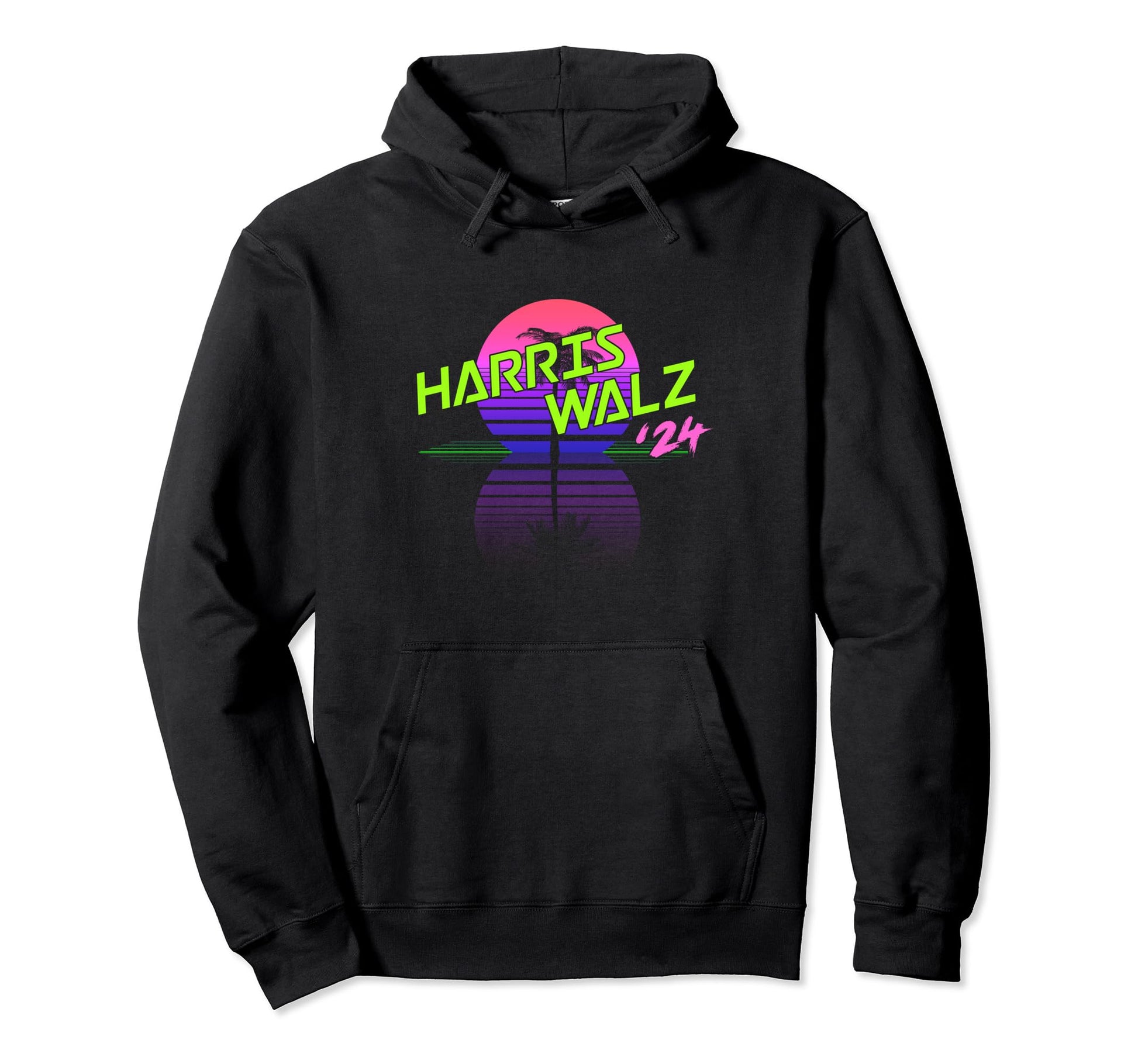 Harris Walz 24 Synthwave Outrun 80S 90S Hoodie - Graphic Print Men Women - T-Shirt, Sweatshirt, Hoodie