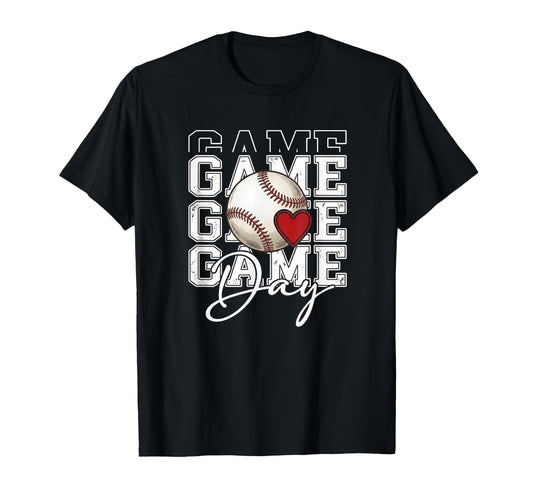 Baseball Game Day Spirit Heart T-Shirt - Custom Art Print Men Women - T-Shirt, Sweatshirt, Hoodie