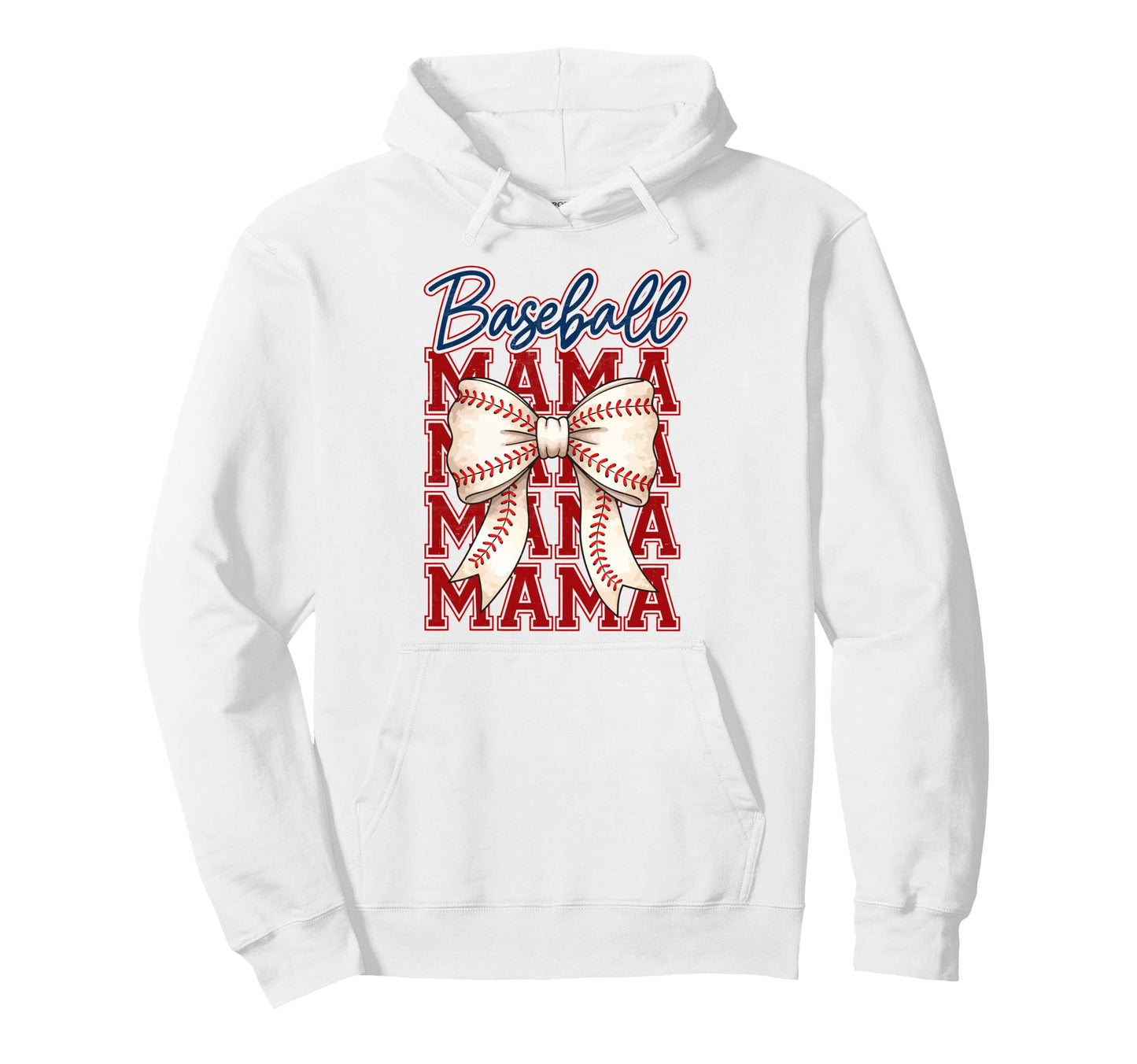 Baseball Mama Coquette Bow Baseball Mom Hoodie - Trendy Graphic Men Women - T-Shirt, Sweatshirt, Hoodie