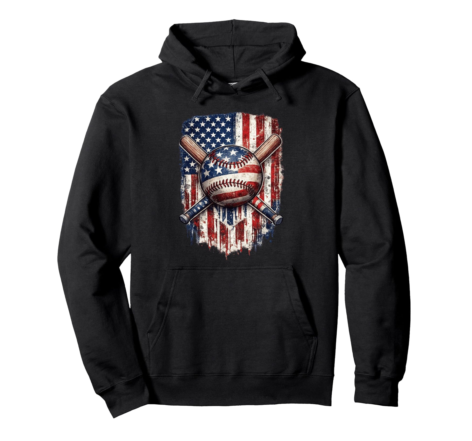 Water Color Baseball American Flag 4Th July Hoodie - Unique Graphic Unisex - T-Shirt, Sweatshirt, Hoodie