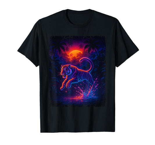 80S Jungle Tiger Vaporwave T-Shirt - Casual Everyday Wear Men Women - T-Shirt, Sweatshirt, Hoodie