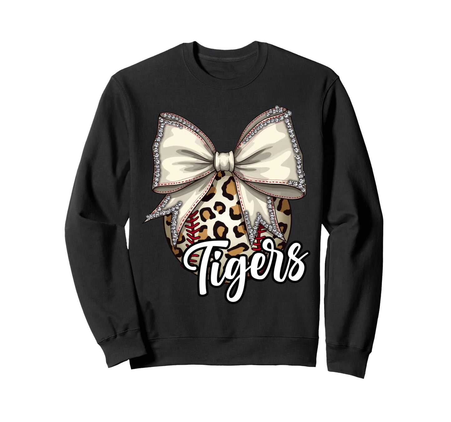 Tigers Baseball Leopard Coquette Sweatshirt - Unique Graphic for Adults - T-Shirt, Sweatshirt, Hoodie
