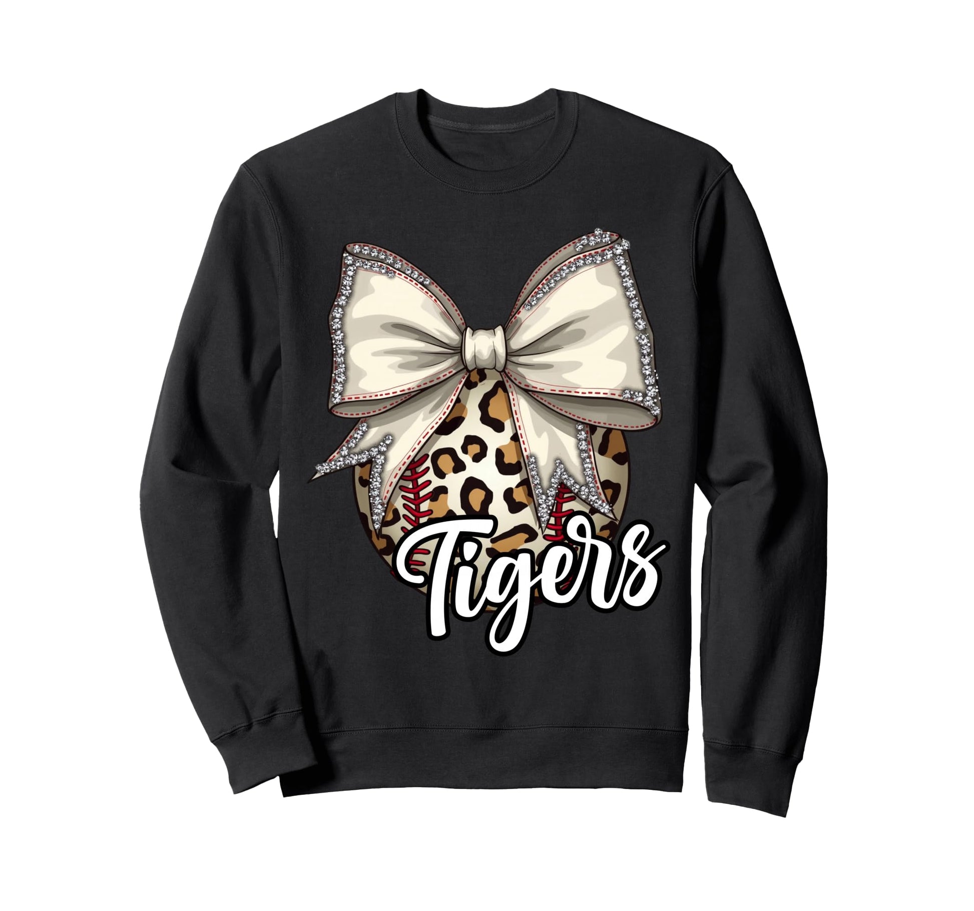 Tigers Baseball Leopard Coquette Sweatshirt - Unique Graphic for Adults - T-Shirt, Sweatshirt, Hoodie