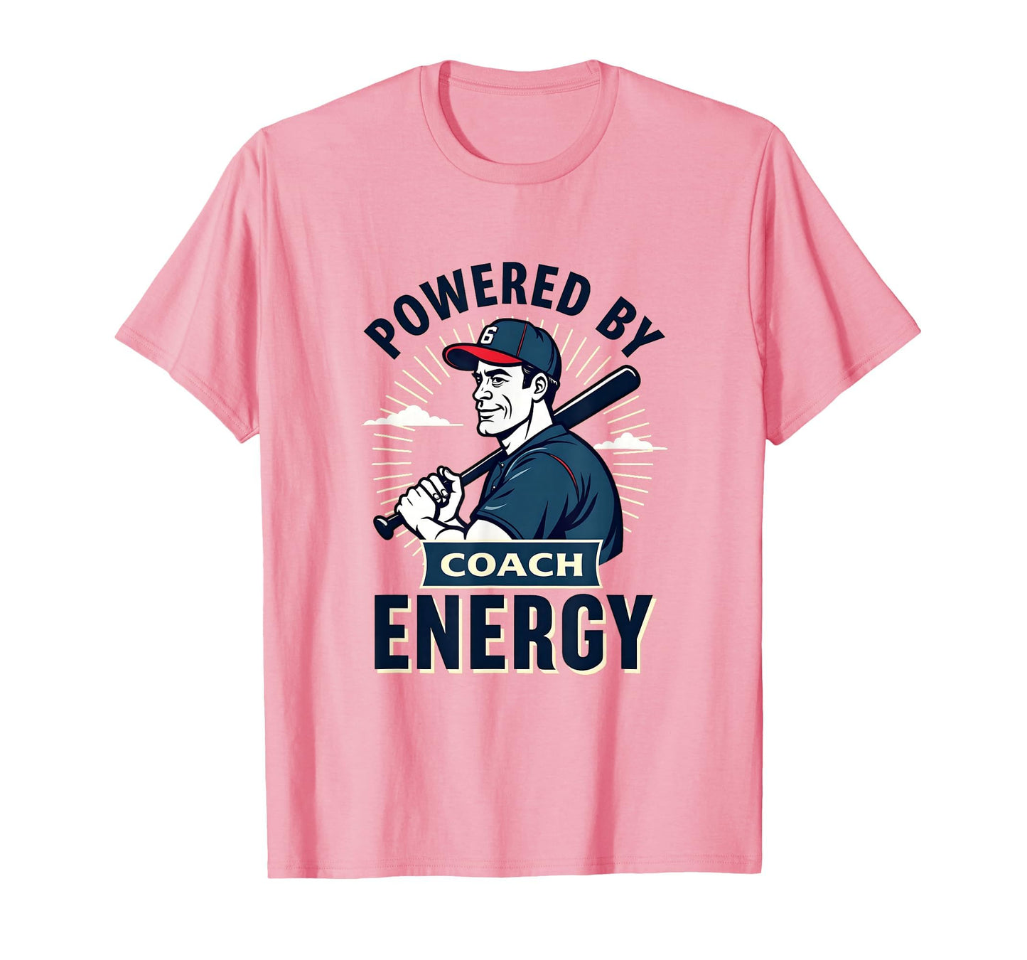 Powered Coach Energy Baseball T-Shirt - Minimalist Print for Adults - T-Shirt, Sweatshirt, Hoodie