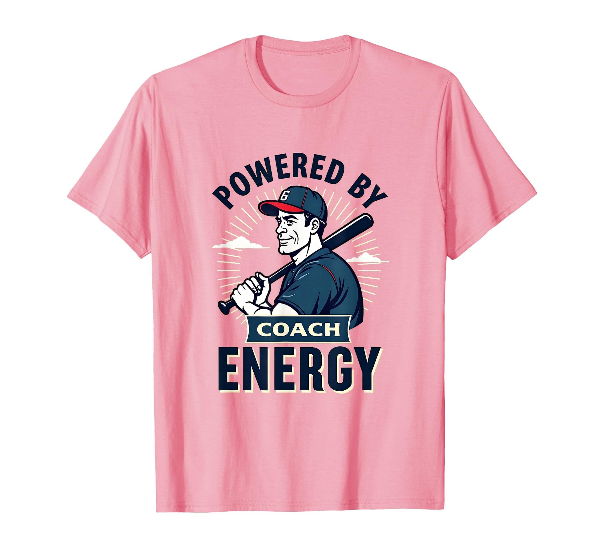 Powered Coach Energy Baseball T-Shirt - Minimalist Print for Adults - T-Shirt, Sweatshirt, Hoodie