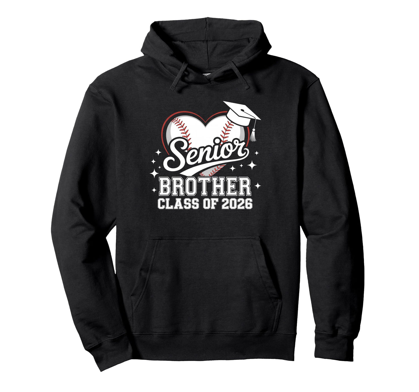 Senior Brother Class 2026 Baseball Heart Hoodie - Minimalist Print Unisex - T-Shirt, Sweatshirt, Hoodie