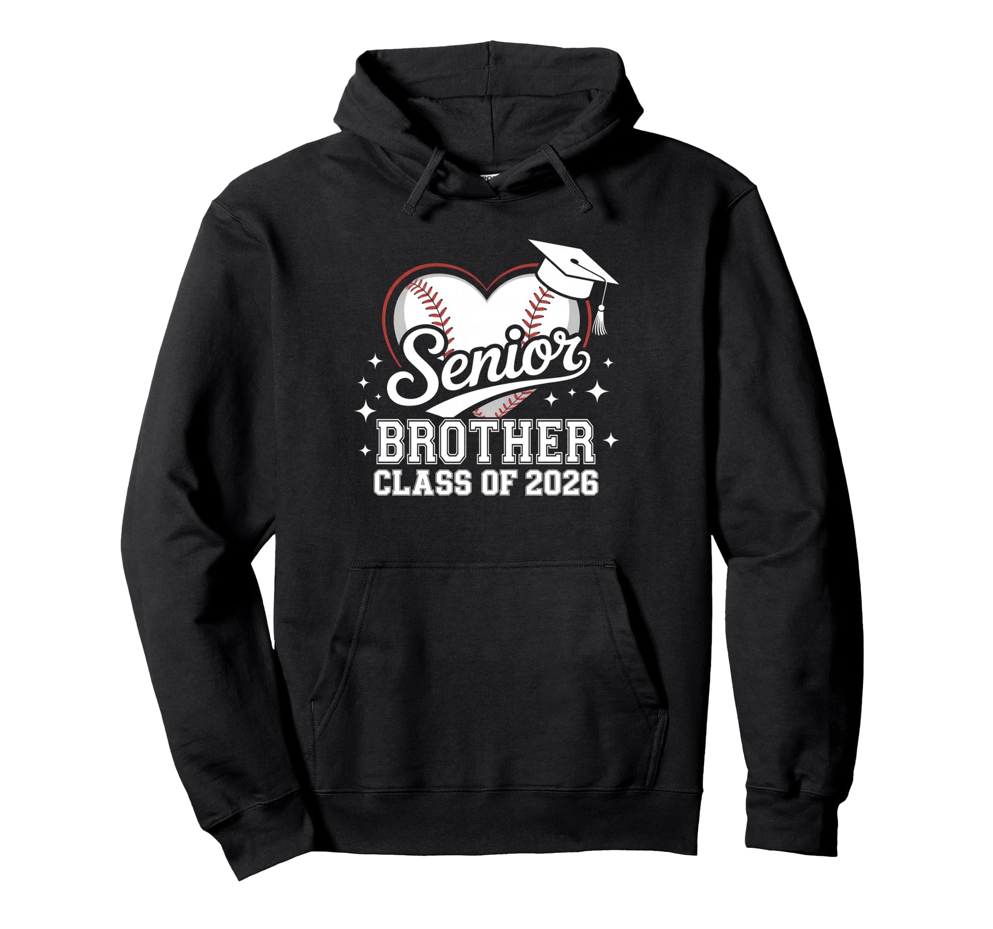 Senior Brother Class 2026 Baseball Heart Hoodie - Minimalist Print Unisex - T-Shirt, Sweatshirt, Hoodie