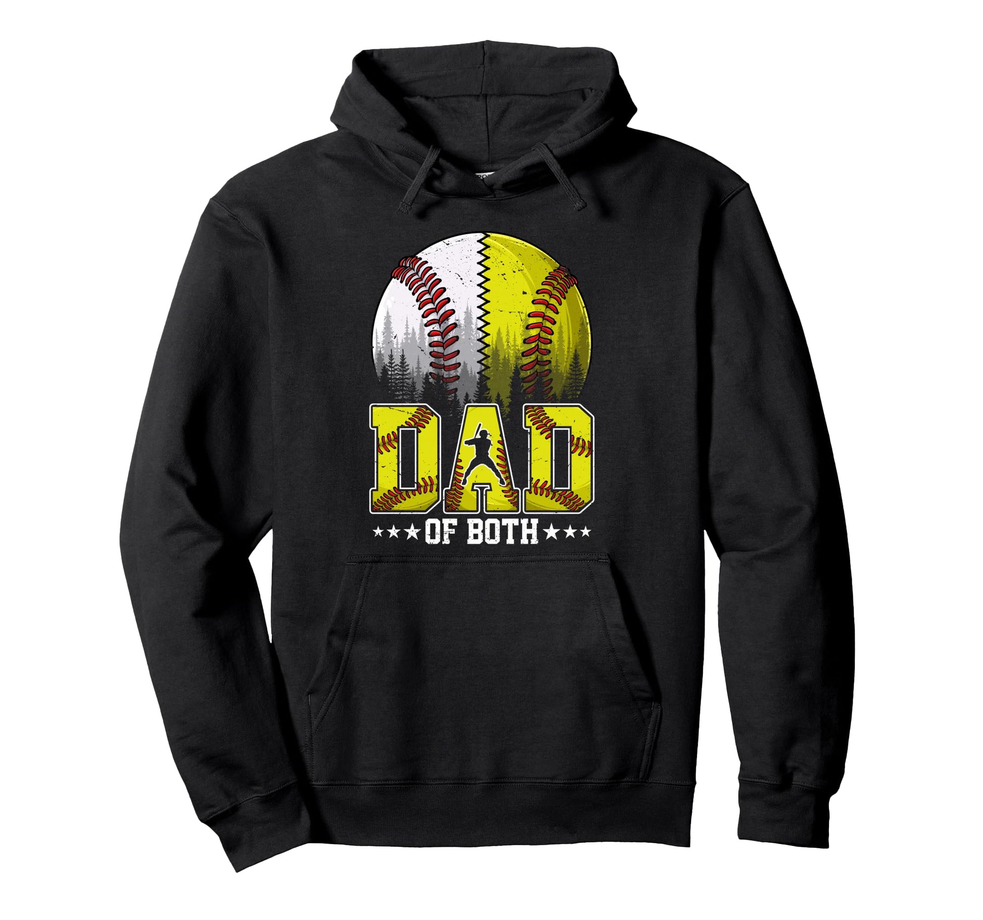 Dad Both Baseball Softball Fathers Day Daddy Hoodie - Graphic Print Unisex - T-Shirt, Sweatshirt, Hoodie
