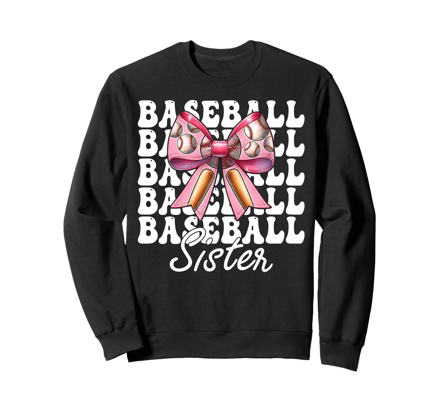 Baseball Sister Baseball Coquette Bow Sweatshirt - Aesthetic Graphic Unisex - T-Shirt, Sweatshirt, Hoodie