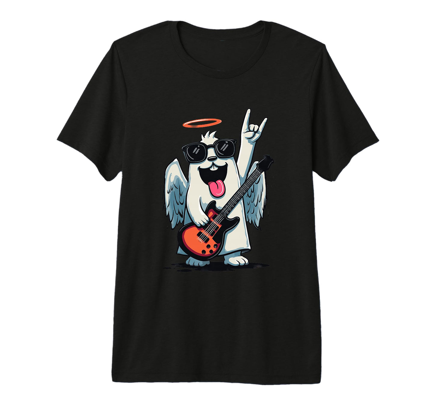 Dog Angel Rock Music Guitar Player Tri T-Shirt - Trendy Graphic for Adults - T-Shirt, Sweatshirt, Hoodie