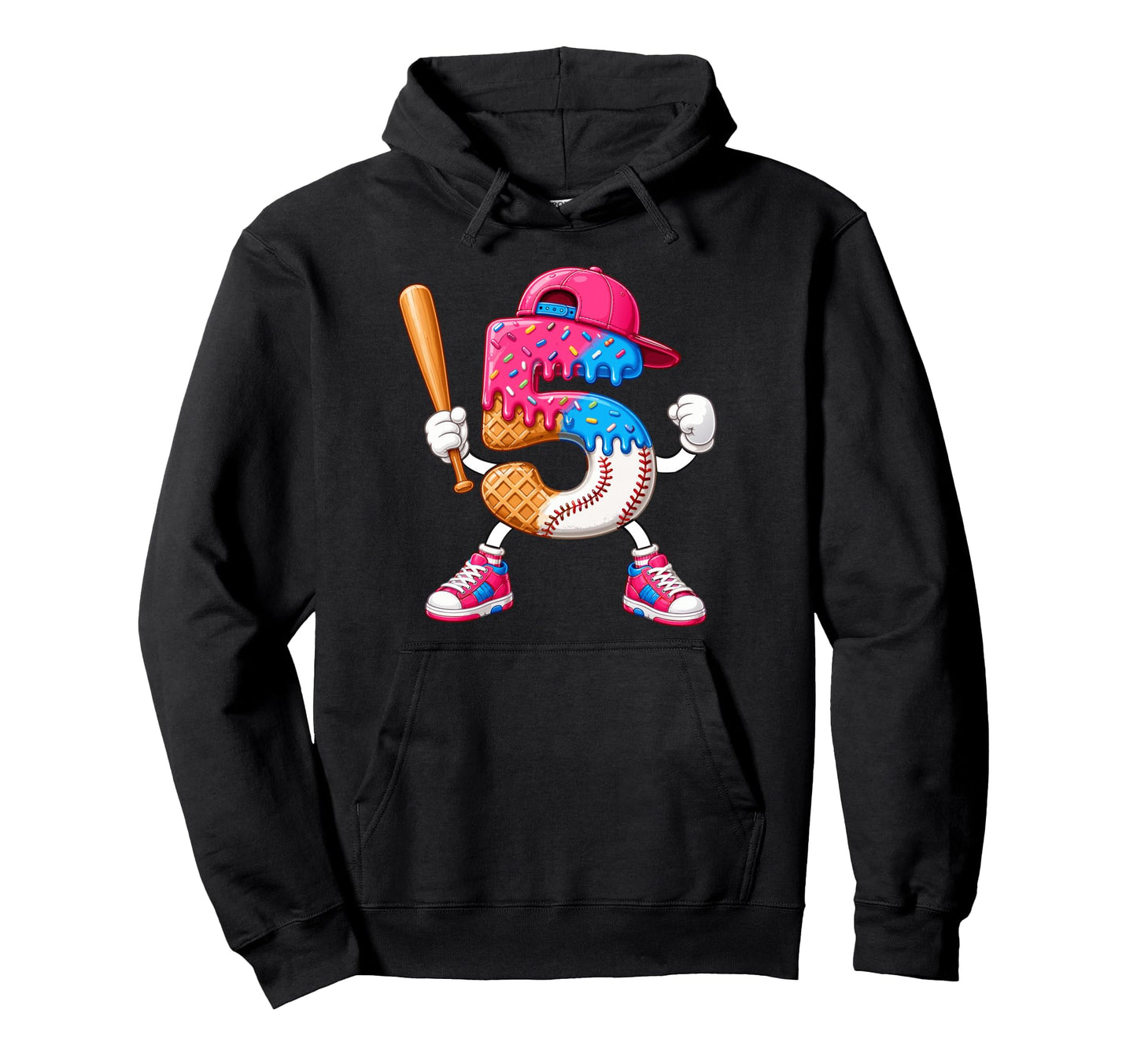 Baseball 5Th Birthday 5 Years Old Ice Hoodie - Novelty Apparel Men Women - T-Shirt, Sweatshirt, Hoodie