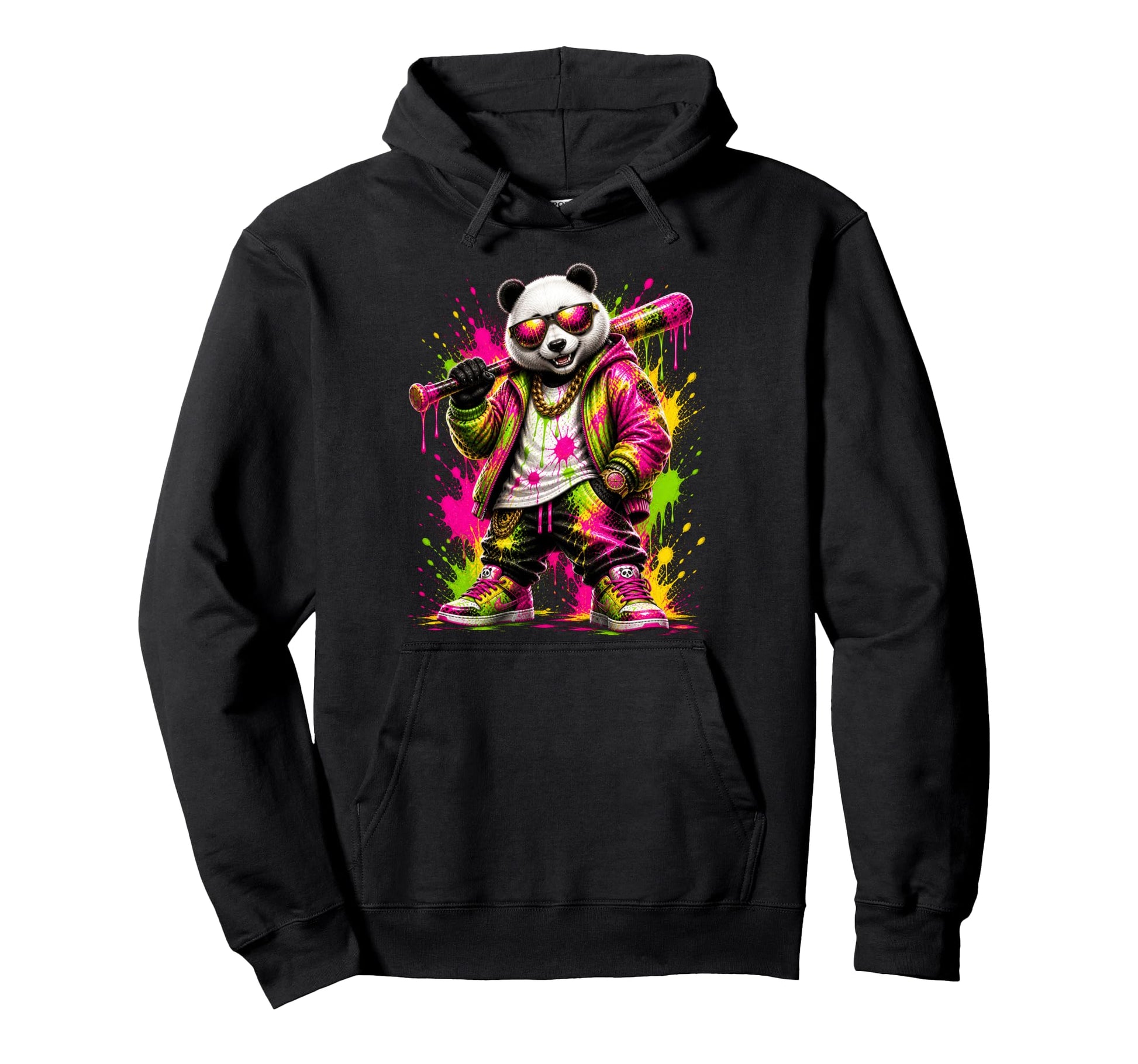 Panda Baseball Drip Funny Animal Hoodie - Fun Novelty Design for Adults - T-Shirt, Sweatshirt, Hoodie