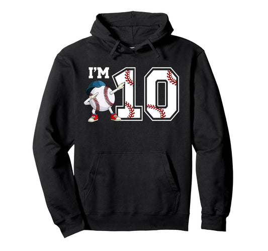 10Th Baseball Birthday Party Ten Year Hoodie - Minimalist Print Men Women - T-Shirt, Sweatshirt, Hoodie
