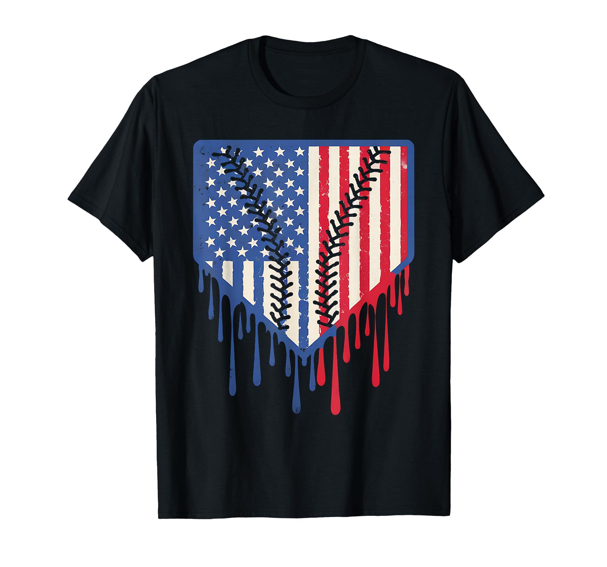 Funny Baseball Drip Ice Cream Patriotic T-Shirt - Novelty Apparel Unisex - T-Shirt, Sweatshirt, Hoodie