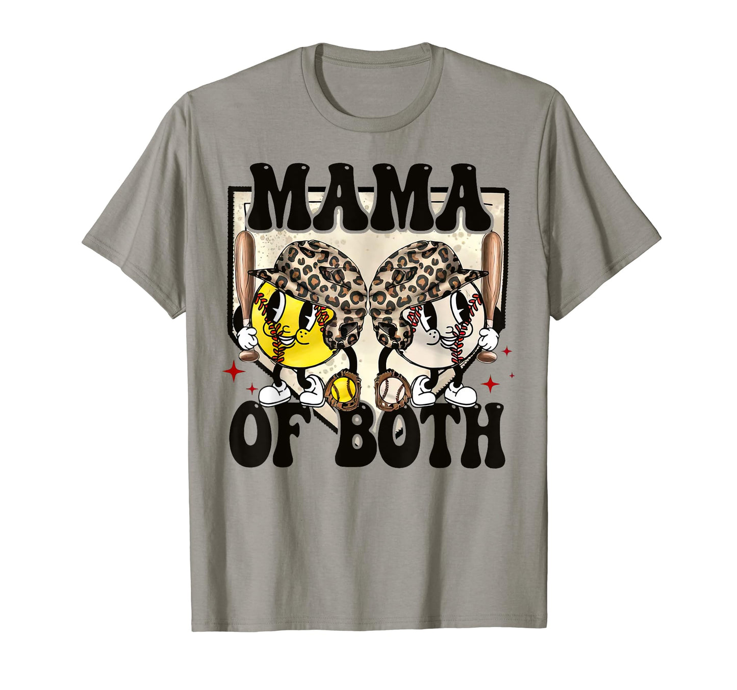 Mama Both Leopard Baseball And Softball T-Shirt - Novelty Apparel Unisex - T-Shirt, Sweatshirt, Hoodie