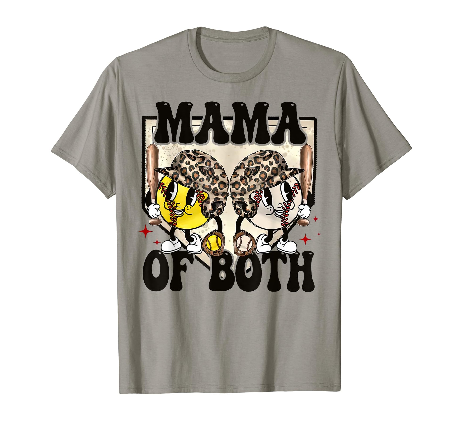 Mama Both Leopard Baseball And Softball T-Shirt - Novelty Apparel Unisex - T-Shirt, Sweatshirt, Hoodie