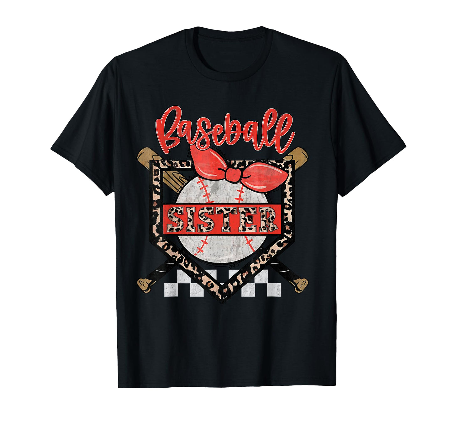 Baseball Sister Ball Bow Leopard T-Shirt - Aesthetic Graphic Unisex - T-Shirt, Sweatshirt, Hoodie