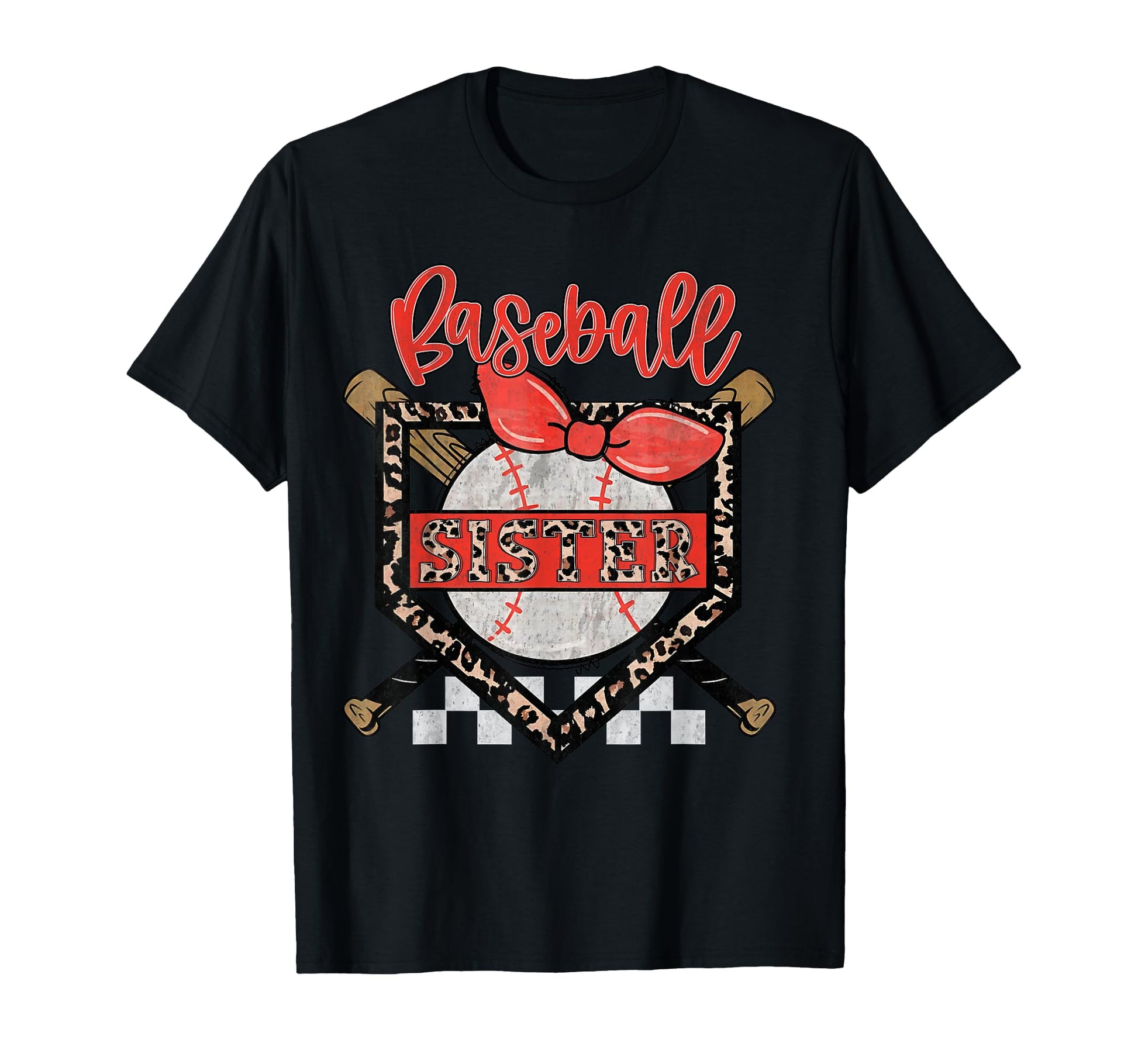 Baseball Sister Ball Bow Leopard T-Shirt - Aesthetic Graphic Unisex - T-Shirt, Sweatshirt, Hoodie