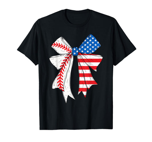 Baseball 4Th July Coquette Bow T-Shirt - Novelty Apparel Men Women - T-Shirt, Sweatshirt, Hoodie