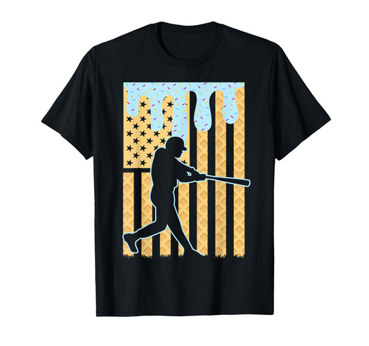 Baseball Drip Dripping Ice Cream T-Shirt - Custom Art Print for Adults - T-Shirt, Sweatshirt, Hoodie