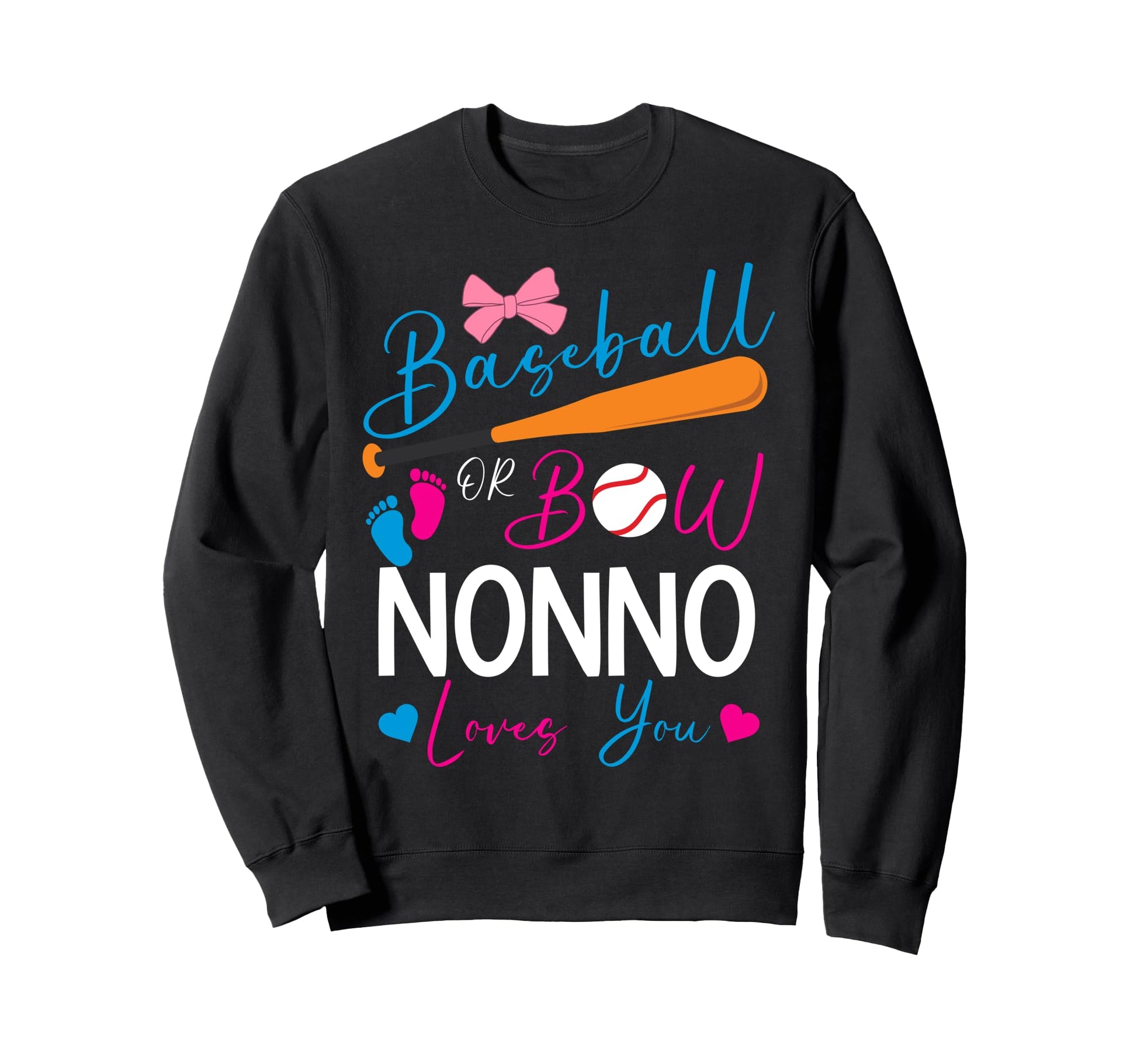 Baseball Or Bow Nonno Loves You Sweatshirt - Custom Art Print for Adults - T-Shirt, Sweatshirt, Hoodie