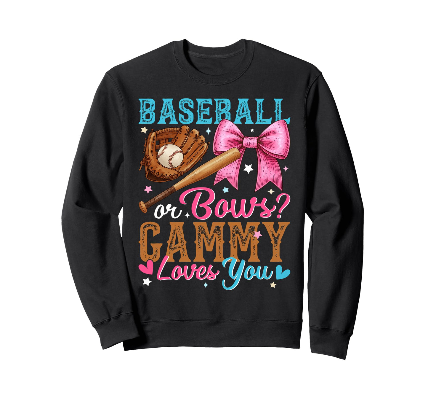 Baseball Or Bows Gammy Loves You Sweatshirt - Custom Art Print for Adults - T-Shirt, Sweatshirt, Hoodie